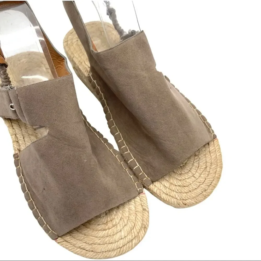 NEW - Espadrilles faux suede slingback tan size 10